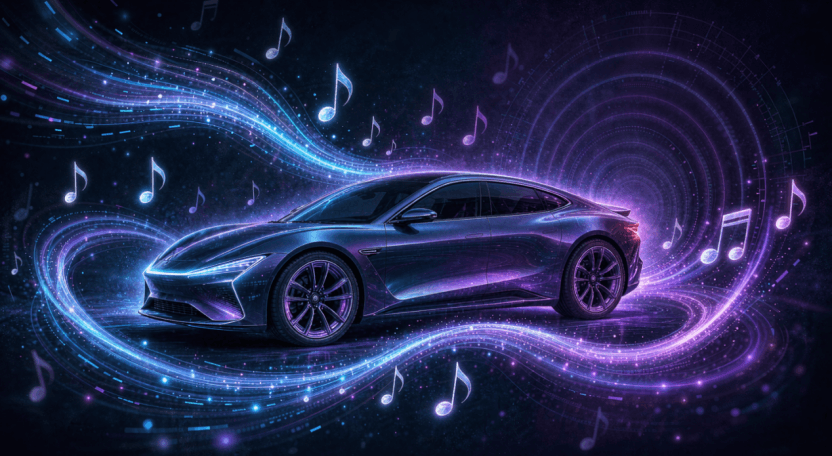 Konzeptillustration für intelligente Musik im Fahrzeug